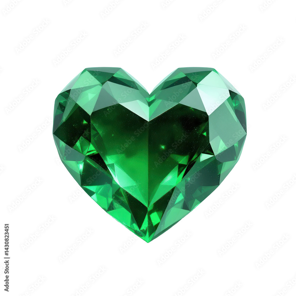 Fototapeta premium Heart-Shaped Emerald on Transparent Background