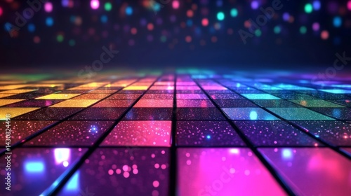 Colorful Glittering Dance Floor with Abstract Lights