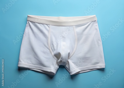 Obraz na płótnie White Men's Boxer Briefs Soft, Minimalist Design on Blue background w salonie