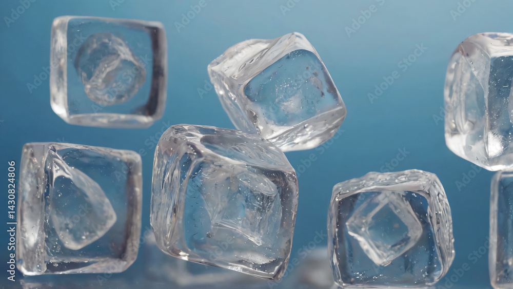 Obraz premium ice cubes on blue background
