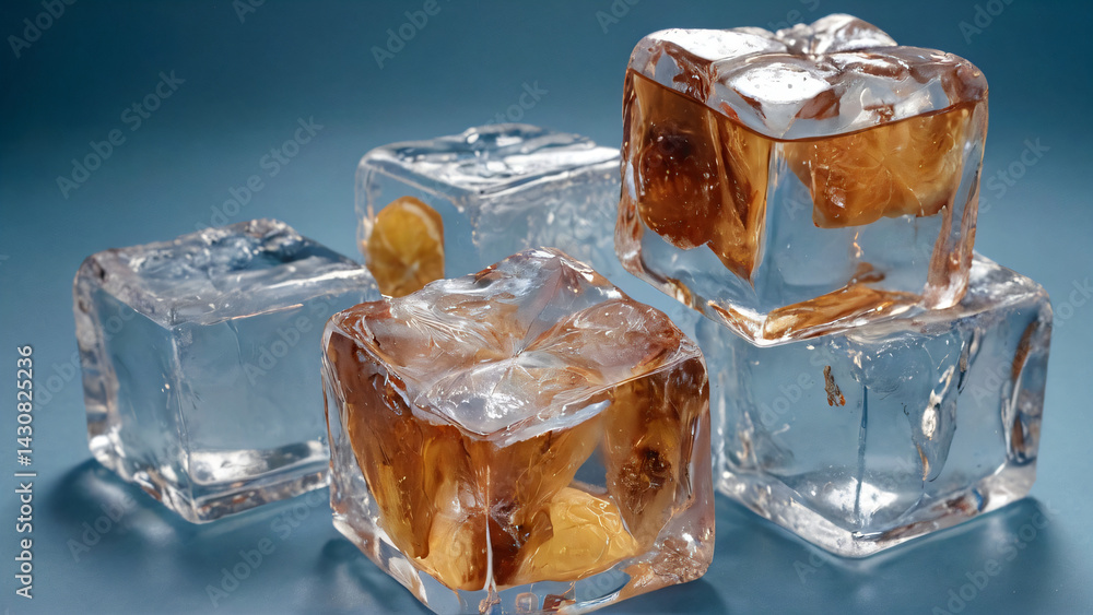 ice cubes on blue background ice cubes on blue background
