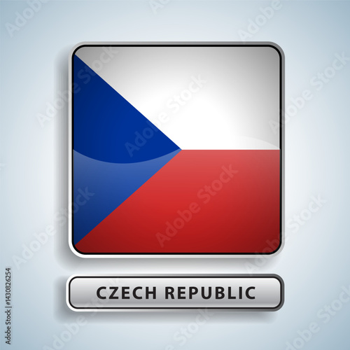 Free Download Czech Republic flag square button Isolated on color gradient background. Exclusive Icon flag - GFXLoad