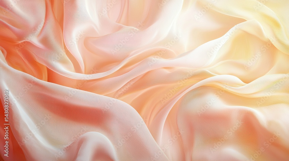 Soft Silk Fabric in Gentle Peach and Cream Tones Draped Elegantly Soft Silk Fabric in Gentle Peach and Cream Tones Draped Elegantly