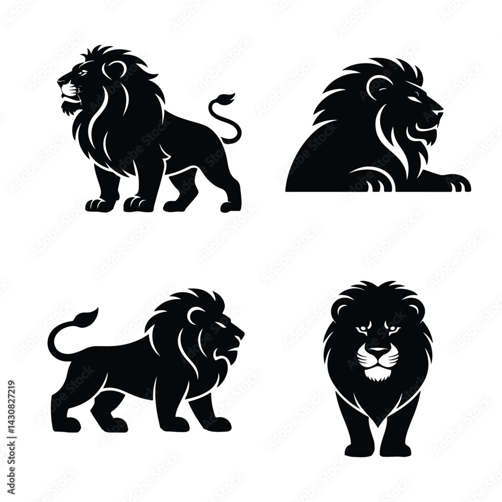 Obraz premium The lion vector set with white background