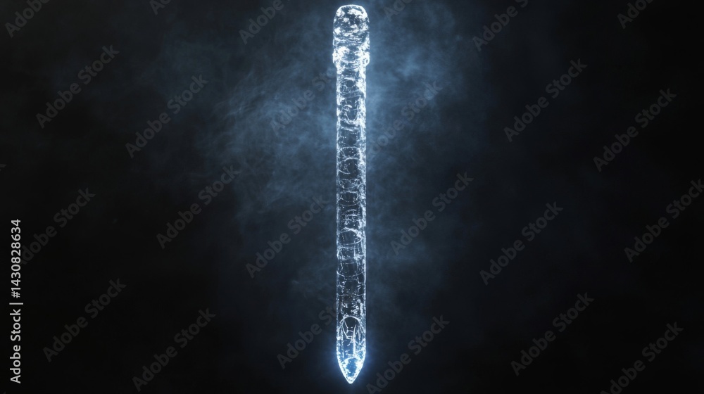 Glowing Blue Abstract Column in Dark Smoky Background Glowing Blue Abstract Column in Dark Smoky Background