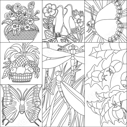 vector illustration silhouette sketch design decoration background painting natural scenery 