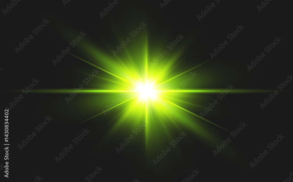 Obraz premium Vector transparent overlay featuring sunlight with sun rays and glare, including lens flare, light leaks, light transitions. 