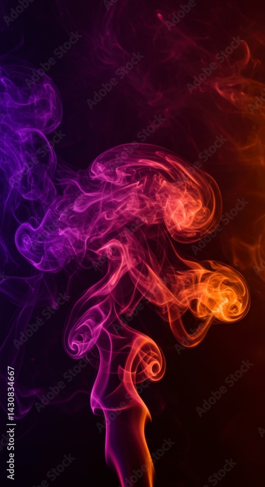 Obraz premium Colorful Smoke Rising Abstractly on Dark Background
