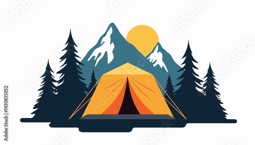 Campfire adventures near vibrant mountains at sunset, outdoor exploration