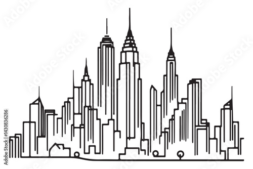 New York City Skyline Vector Illustration for Urban Landscape Design