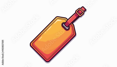 Bold luggage tag illustration on geometric bag, minimalistic design