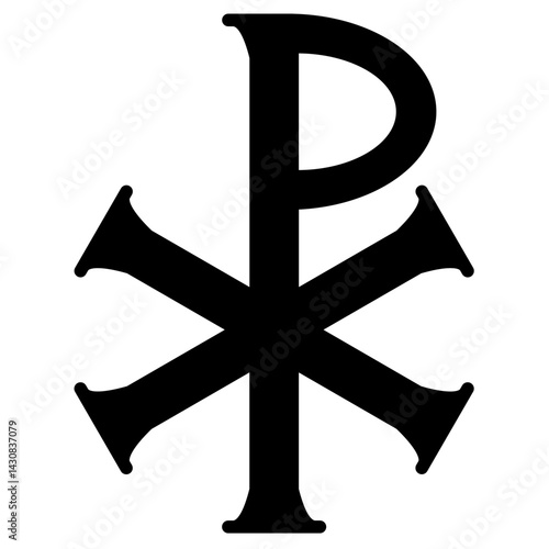 Christian symbol icon. Glossy Chi Rho, Christogram, Chrismon, Labarum symbol.

