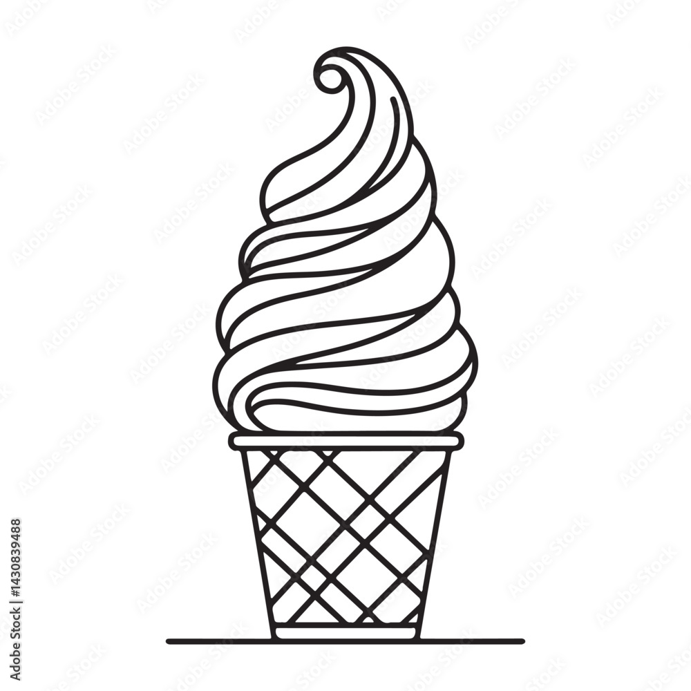 Delicious Soft Serve Ice Cream Cone Vector Illustration for Dessert Lovers Delicious Soft Serve Ice Cream Cone Vector Illustration for Dessert Lovers
