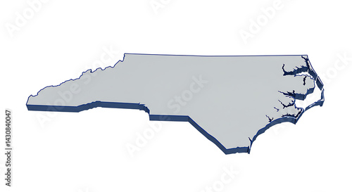 North Carolina state outline map on white background for geography study