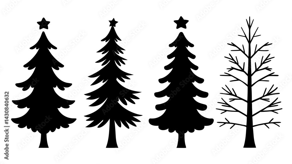 Obraz premium set of christmas tree silhouette vector on white background