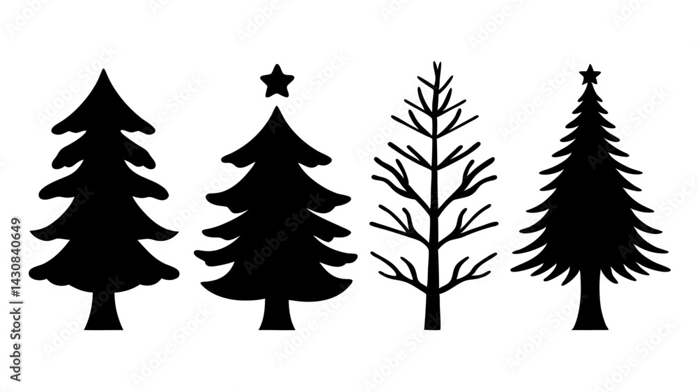 Obraz premium set of christmas tree silhouette vector on white background