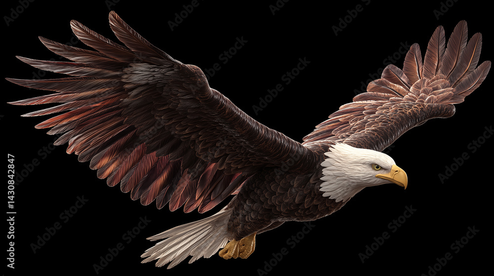 Obraz premium Wings of Freedom: Bald Eagle Glides Through the Sky
