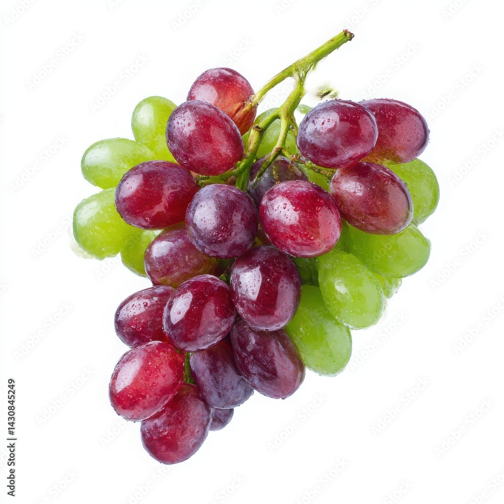 Fototapeta premium Bunch of red and green grapes isolated on white background