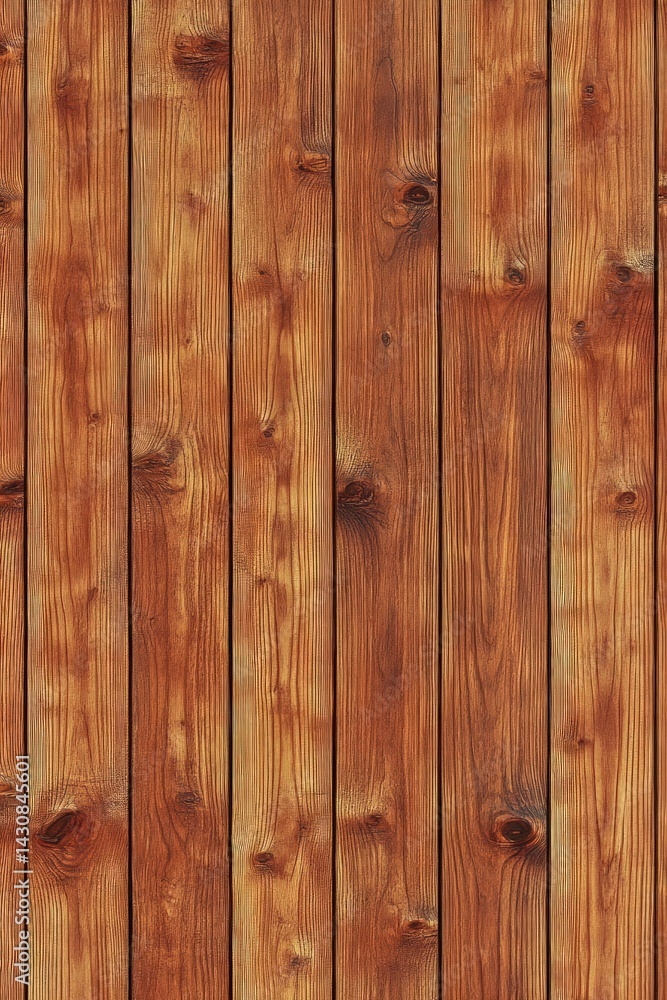 Naklejka premium Warm knotted wooden wall made of vertical panels rich with grain and a hint of rustic charm