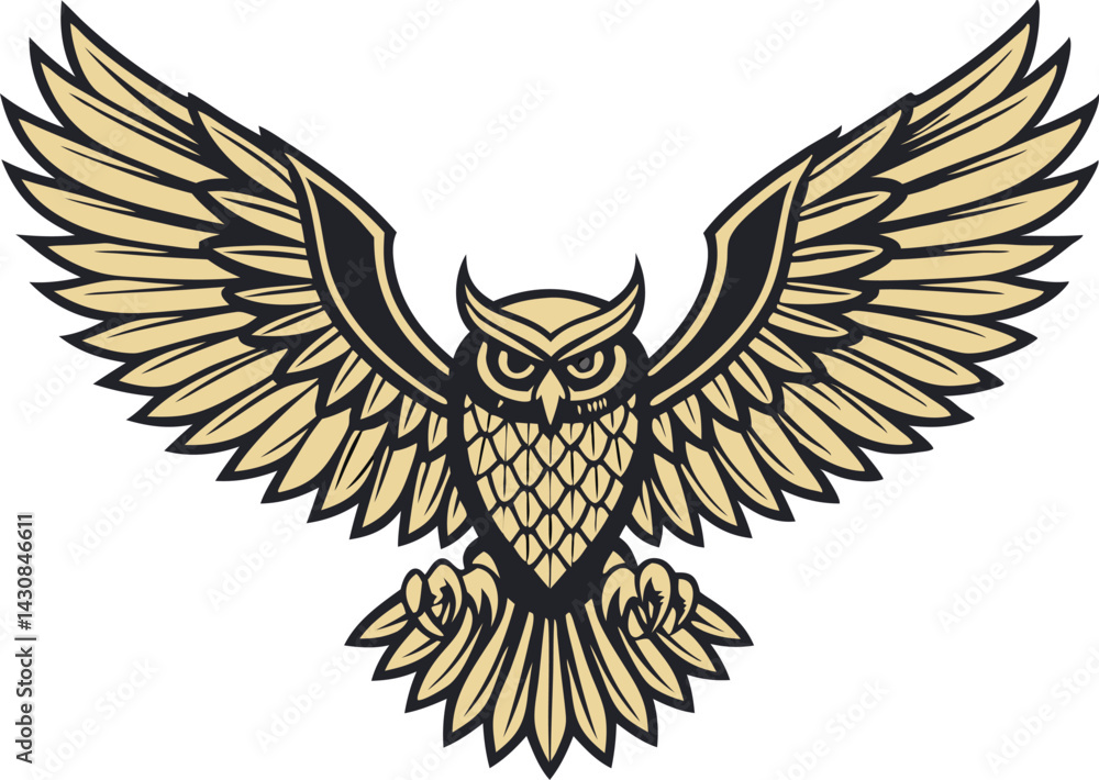 Majestic Owl in Flight Vector Art – Stylized Bird of Prey with Spread Wings, Piercing Eyes & Fantasy Inspired Design Majestic Owl in Flight Vector Art – Stylized Bird of Prey with Spread Wings, Piercing Eyes & Fantasy Inspired Design