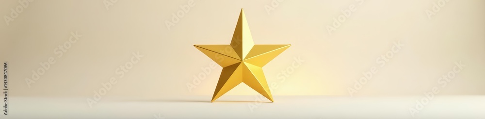 Obraz premium Single gold star on clear backdrop, cutout design element, awarded achievement, clear, design