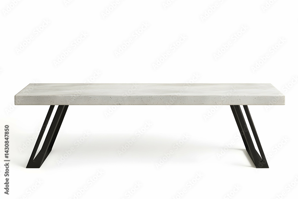 Light Gray Concrete and Black Metal Bench for Elegant Visual Appeal Light Gray Concrete and Black Metal Bench for Elegant Visual Appeal
