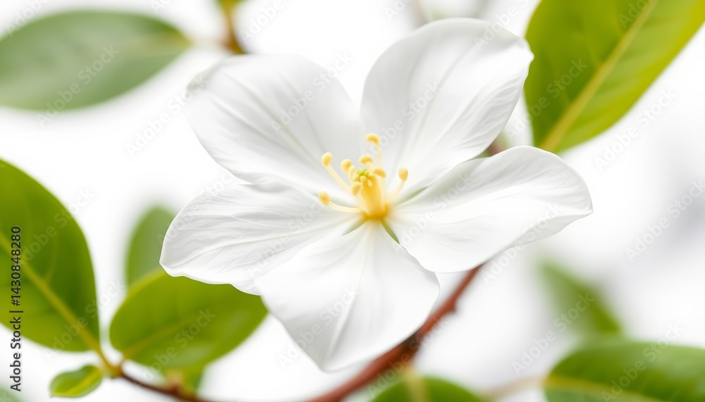 Single white jasmine blossom isolated on pure white background, high resolution, background image Single white jasmine blossom isolated on pure white background, high resolution, background image