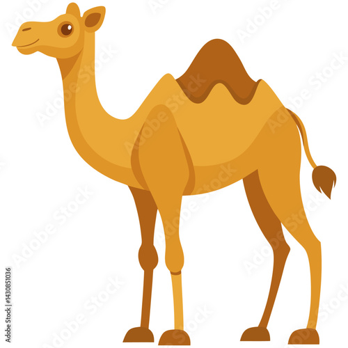 Vector illustration of a smiling camel with one hump, ideal for desert, safari, or educational animal themes