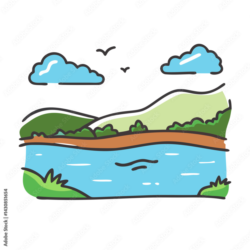 Naklejka premium lake icon, lake vector illustration-simple illustration of lake, perfect for lake logos and icons