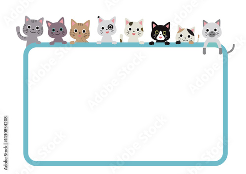 たくさんの猫が顔を出しているフレーム