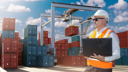 Man on territory container ...