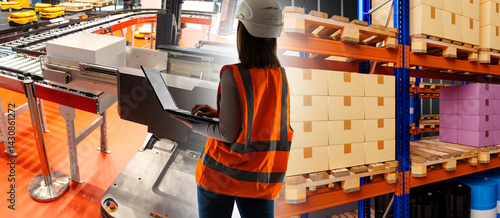 Warehouse automation. Woman...