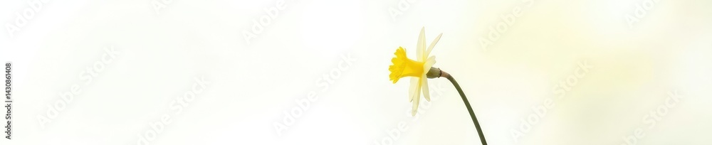 Obraz premium Single daffodil isolated against a white backdrop, nature, spring, photography