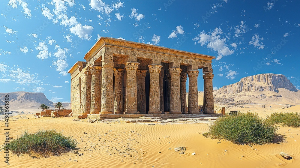 Fototapeta premium The Temple of Debod: An Ancient Egyptian Oasis in the Desert