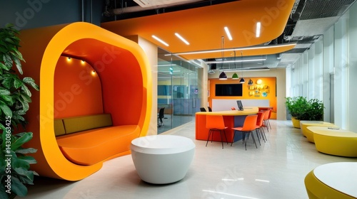 Vibrant Orange Modern Office Interior Design