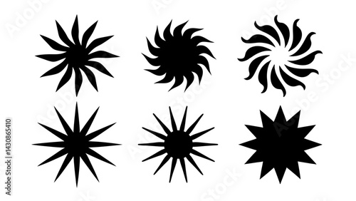 Wallpaper Mural set of starburst or sunburst silhouette vector on white background Torontodigital.ca