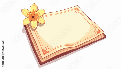 Vintage travel document with flower illustration, artistic simplicity
