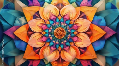Wallpaper Mural Vibrant Mandala: A Symphony of Colors and Shapes Torontodigital.ca