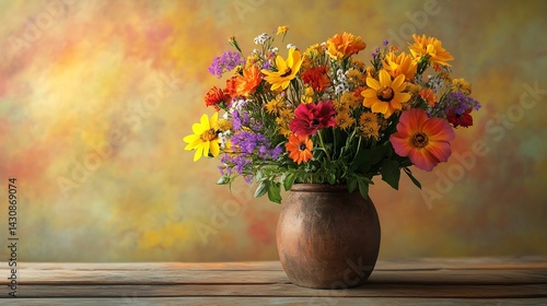 Wallpaper Mural Vibrant Autumn Bouquet in Earthenware Vase Torontodigital.ca
