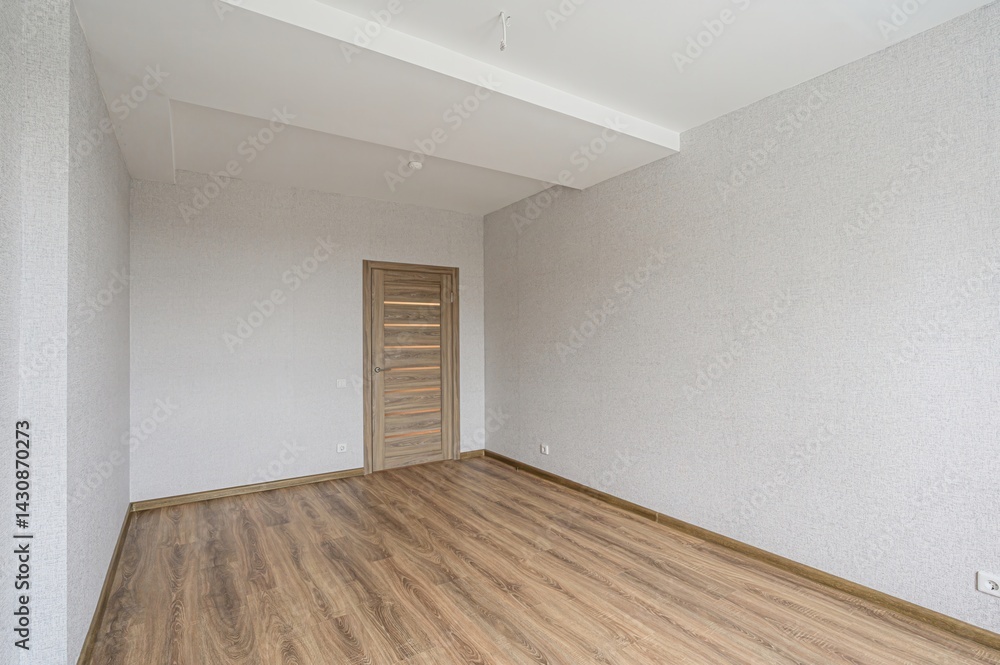 Fototapeta premium standard room interior apartment. view kind of decor home decoration in hostel house for sale. empty room renovated