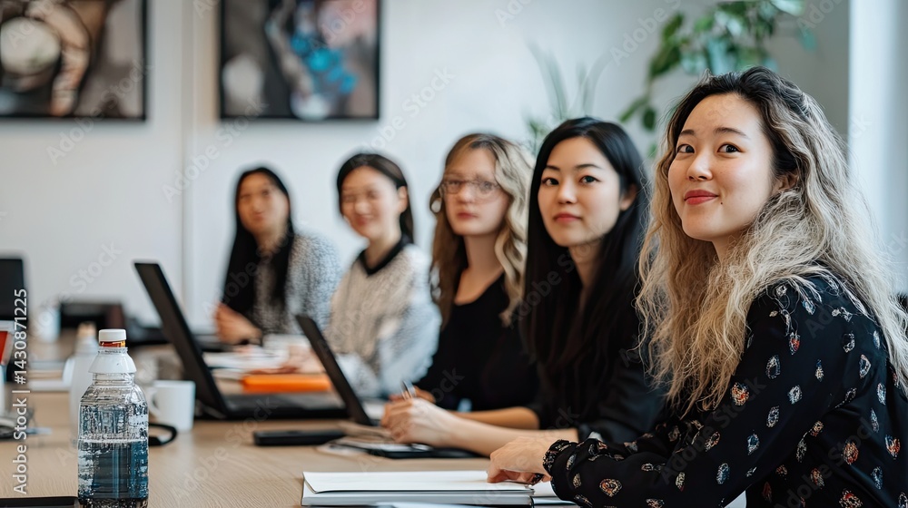 A diverse group of young professionals engages in a discussion around a wooden table in a modern office space A diverse group of young professionals engages in a discussion around a wooden table in a modern office space