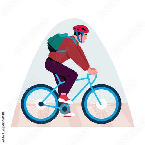 A flat style illustration of a cycling character