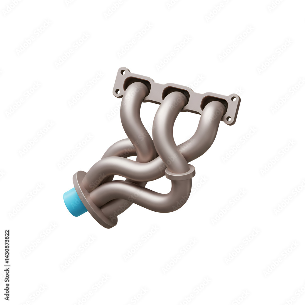 Obraz premium 3D Exhaust Manifold Icon – Clustered Branching Tube Design