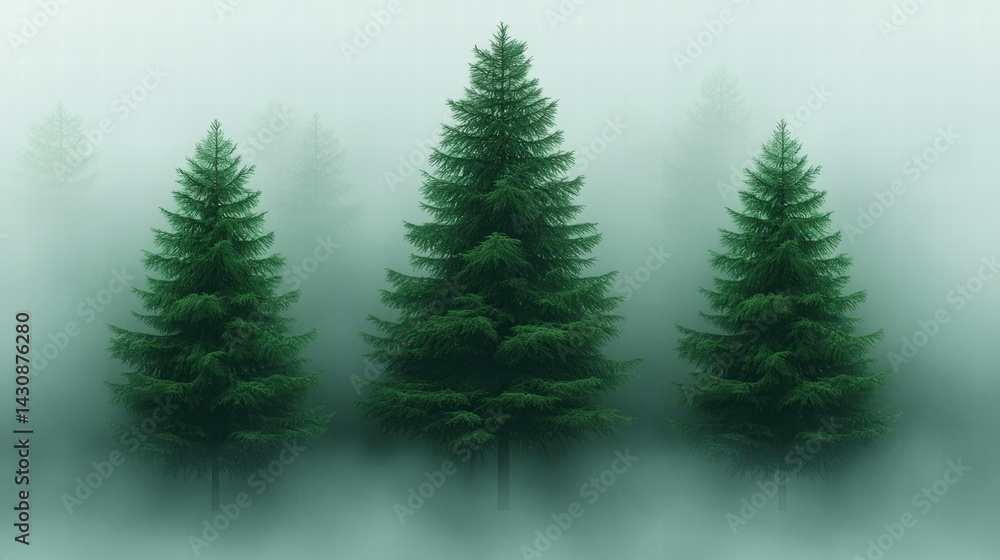 Obraz premium dense forest with a misty atmosphere and tall trees