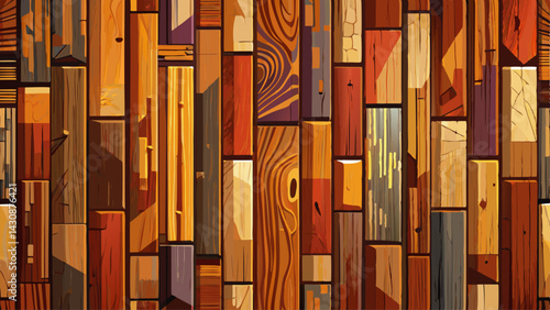 Panoramic reclaimed wood wall panel texture background