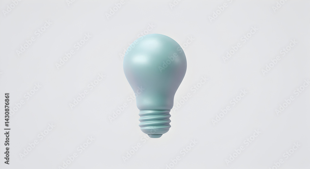 Pale Turquoise Light Bulb Floating On White Background, Conceptual Design Pale Turquoise Light Bulb Floating On White Background, Conceptual Design