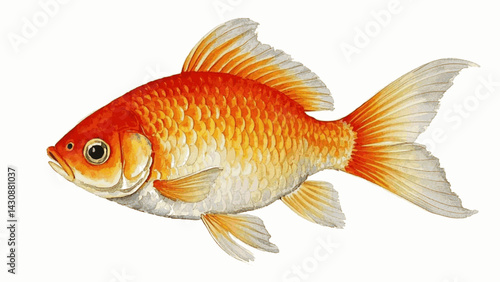 Aquatic hues golden fin flow goldfish isolated watercolor vector illustration svg