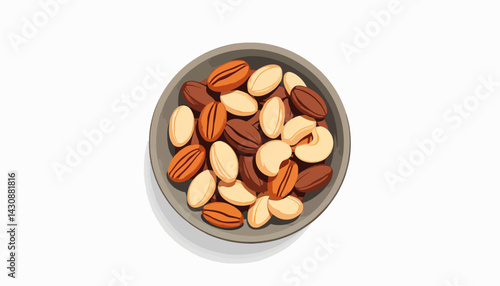 Minimalistic bowl of mixed nuts on white background, healthy snacks