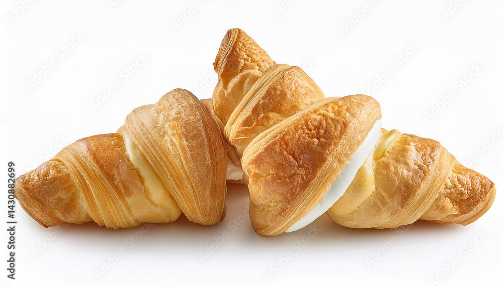 Croissants stack on white. Group of pastries. Fresh baked bread. Golden crispy texture. Cream filling inside. Delicious breakfast food. Sweet dessert treat. Simple baked goods. Tasty bakery product. Croissants stack on white. Group of pastries. Fresh baked bread. Golden crispy texture. Cream filling inside. Delicious breakfast food. Sweet dessert treat. Simple baked goods. Tasty bakery product.