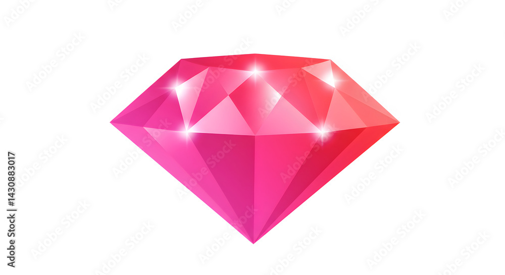 Shiny Pink Diamond Gemstone Isolated on White Background Shiny Pink Diamond Gemstone Isolated on White Background